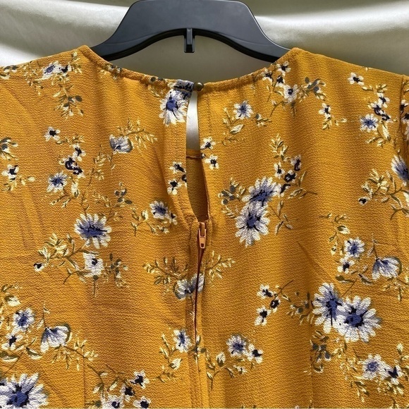 Speechless Mustard Floral Short Sleeve Dress, Size XL - Picture 5 of 8